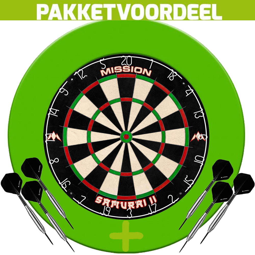 Dartbord-Surround-Voordeelpakket-Mission-Samurai-II-Rubberen-Surround-Groen-2-Sets-Brass