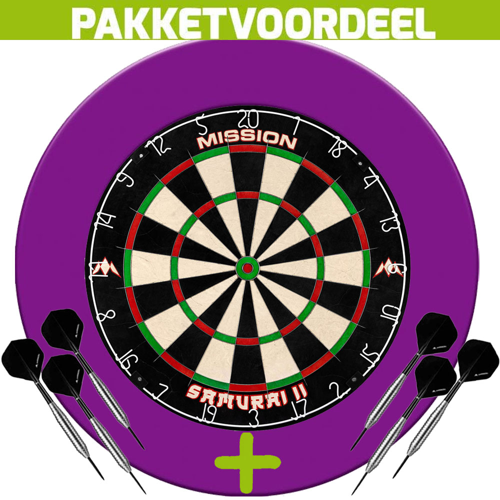 Dartbord-Surround-Voordeelpakket-Mission-Samurai-II-Rubberen-Surround-Paars-2-Sets-Brass