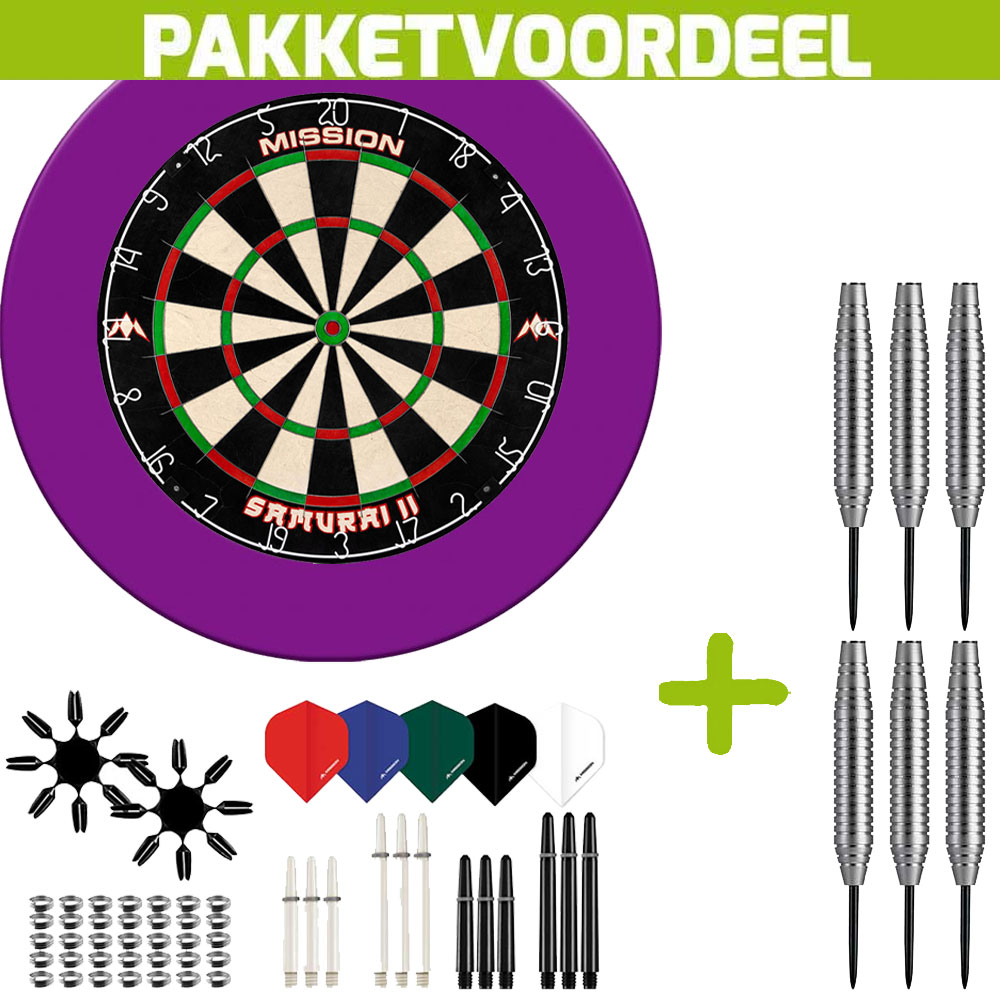 Dartbord-Surround-Voordeelpakket-Mission-Samurai-II-Rubberen-Surround-Paars-90-pieces