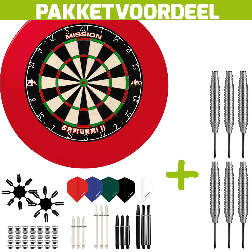Dartbord-Surround-Voordeelpakket-Mission-Samurai-II-Rubberen-Surround-Rood-90-pieces