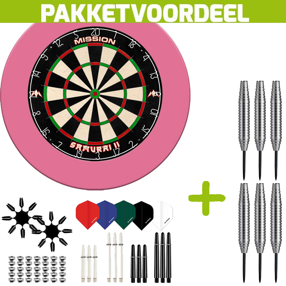 Dartbord-Surround-Voordeelpakket-Mission-Samurai-II-Rubberen-Surround-Roze-90-pieces