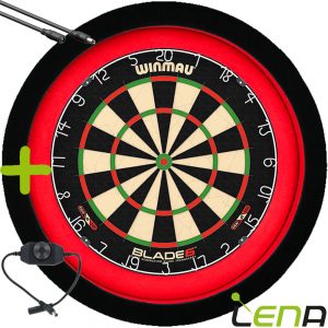 LENA Dartbord Verlichting Deluxe (Rood – Zwart ) + Dimmer + Verlengkabel (2.5m1)