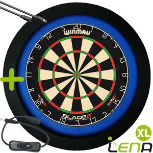 LENA Dartbord Verlichting Super Deluxe (Blauw – Zwart ) + Schakelaar