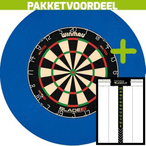 Dart Scorebord Voordeelpakket + Winmau Blade 6 Dual Core + EVA Surround (Blauw)