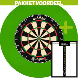 Dart Scorebord Voordeelpakket + Winmau Blade 6 Dual Core + EVA Surround (Lime)
