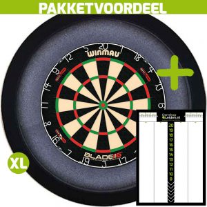 Dart Scorebord Voordeelpakket + Winmau Blade 6 Dual Core + Dartbordverlichting Basic XL (Zwart)
