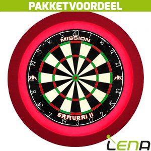 Mission Samurai 2 + Lena Dartbordverlichting Deluxe (Rood)