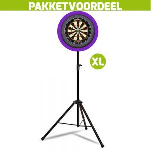 Mobiele Dartbaan VoordeelPakket + Winmau Blade 6 + Dartbordverlichting Basic XL (Paars)