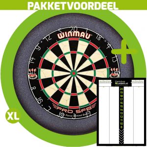 Dart Scorebord Voordeelpakket + Winmau Pro SFB + Dartbordverlichting Basic XL (Lime)